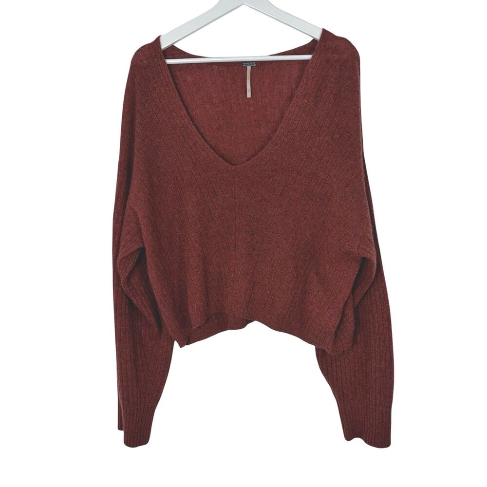 Free People Elias Sweater Medium 100% Cashmere Soft Breathable Rust ob122032 - Picture 3 of 12